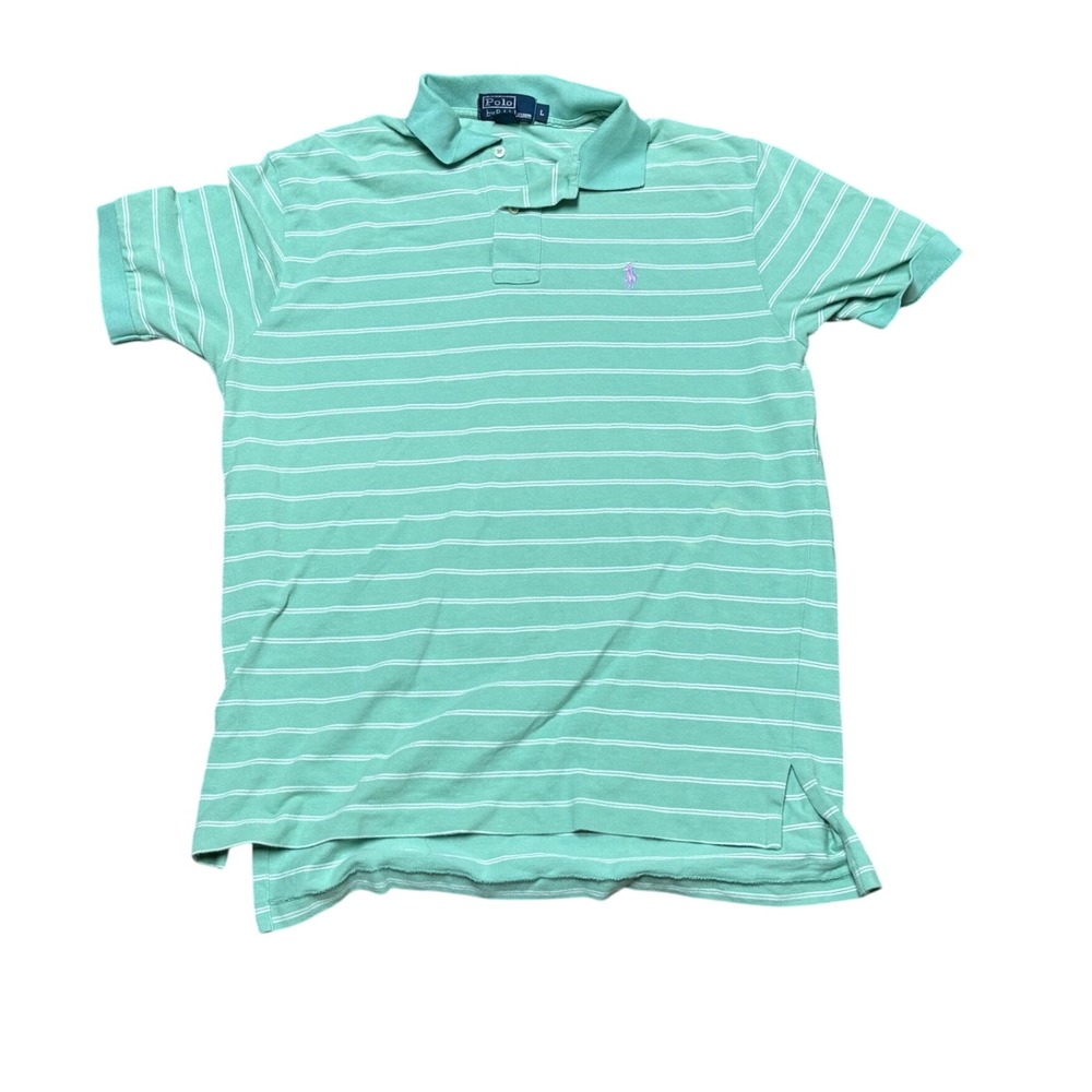 Polo Ralph Lauren Striped Polo Shirt Mint Green White Men's L